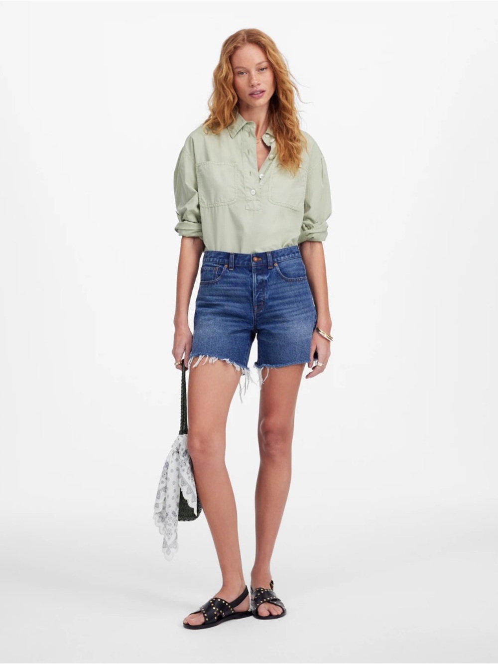 Madewell The Brynn Long Short High-Rise Raw Hem Size 24 - Picture 2 of 6